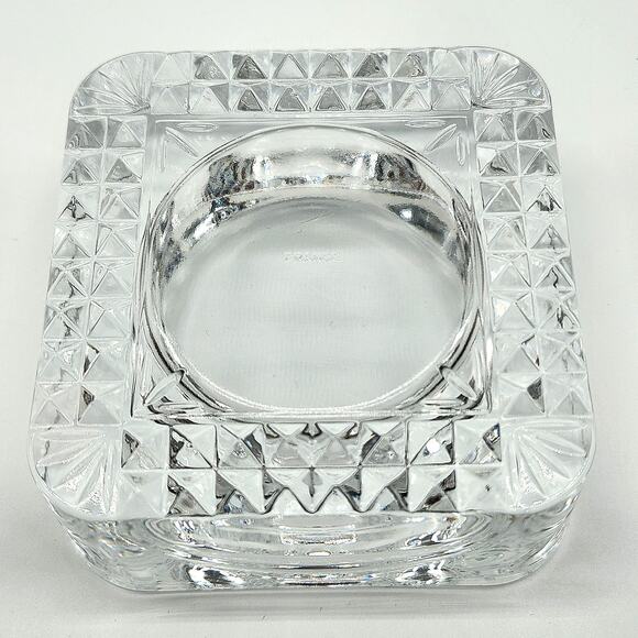 Vtg CRISTAL D'ARQUES Square Lead Crystal Dish Marked France - Picture 3 of 7